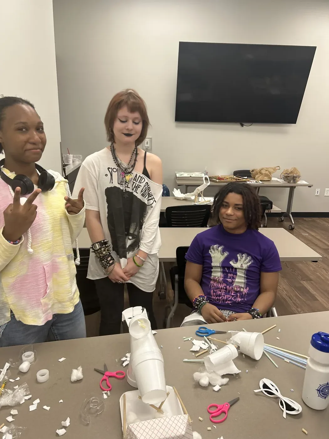 Students building the SEAA landing pad challenge